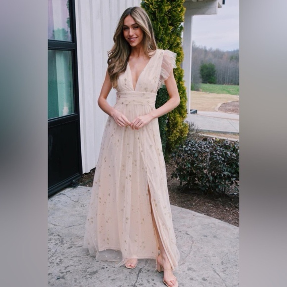 Morning Lavender Shop Confete Wendy Tulle Maxi Dress Nude | L New Years Wedding